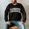 Greekgear Men’s Farmhouse Arched Letter Crewneck Sweatshirt Black(Black)