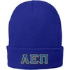 Alpha Epsilon PI Big Greek Lettered Knit Cap(Athletic Royal W/Royal Blue/Light Gold Thread Colo)