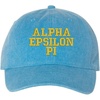 Greekgear Alpha Epsilon Pi Pigment Dyed Baseball Cap(Royal Caribe W/Light Gold Thread Color)