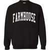 Greekgear Men’s Farmhouse Arched Letter Crewneck Sweatshirt Black(Black)