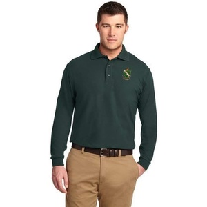 Farmhouse Fraternity Crest – Shield Emblem Long Sleeve Polo(Dark Green)