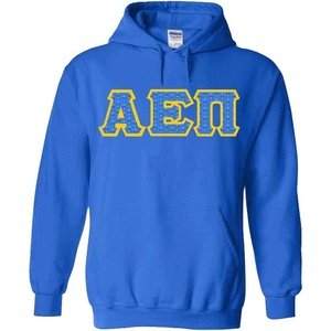 Greekgear Alpha Epsilon PI Fraternity Crest Twill Letter Hooded Sweatshirt(Royal Blue)