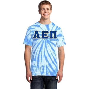 Greekgear Alpha Epsilon Pi Essential Tie-Dye Lettered Tee(Light Blue)