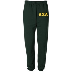 Lambda Chi Alpha Greek Lettered Thigh Sweatpants(Forest Green)