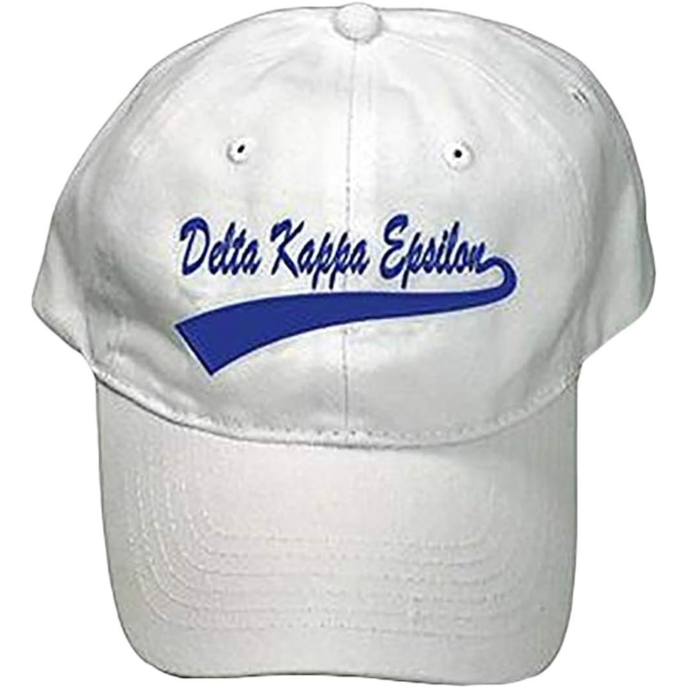 image:imageDelta Kappa Epsilon DKE Tail Baseball Hat White wRoyal Blue Imprint