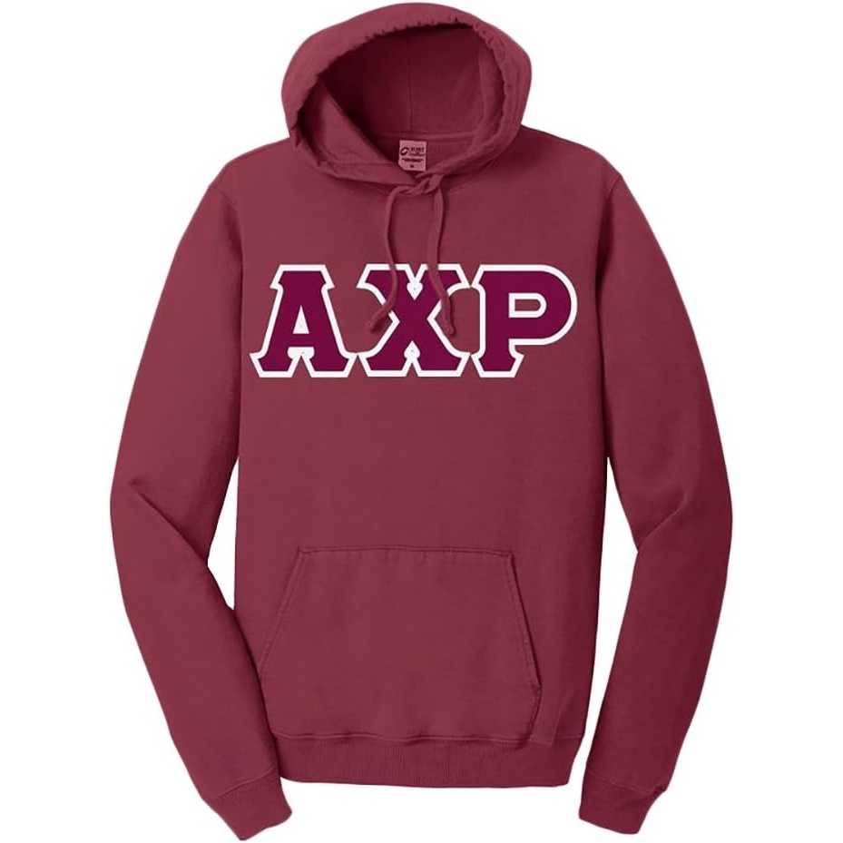image:imageGreekgear Alpha Chi Rho PigmentDyed Lettered Hooded SweatshirtMerlot