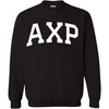 Alpha Chi Rho Arched Greek Letter Crewneck Sweatshirt Black(Black)
