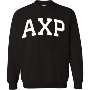 Alpha Chi Rho Arched Greek Letter Crewneck Sweatshirt Black(Black)