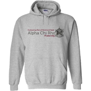 Greekgear Alpha Chi Rho Logo Hooded Sweatshirt(Sports Grey)