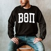 Beta Theta Pi Arched Greek Letter Crewneck Sweatshirt Black(Black)