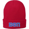Beta Theta PI Big Greek Lettered Knit Cap Athletic Red w/Royal Blue/White Thread Color