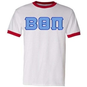 Greekgear Beta Theta Pi Lettered Ringer Shirt(White/Red)