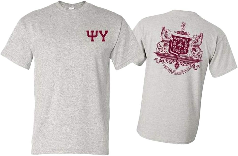 image:imagePsi Upsilon World Famous Crest TeeLight Grey