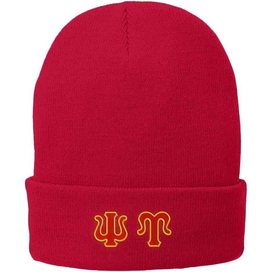 image:imagePsi Upsilon Big Greek Lettered Knit CapAthletic Red