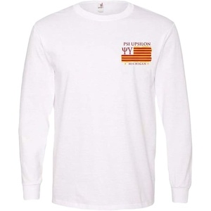 Greekgear Psi Upsilon Stripes Long Sleeve T-Shirt(White)