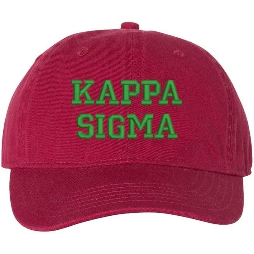 image:imageKappa Sigma Pigment Dyed Baseball CapBrick WDark Green Thread Color