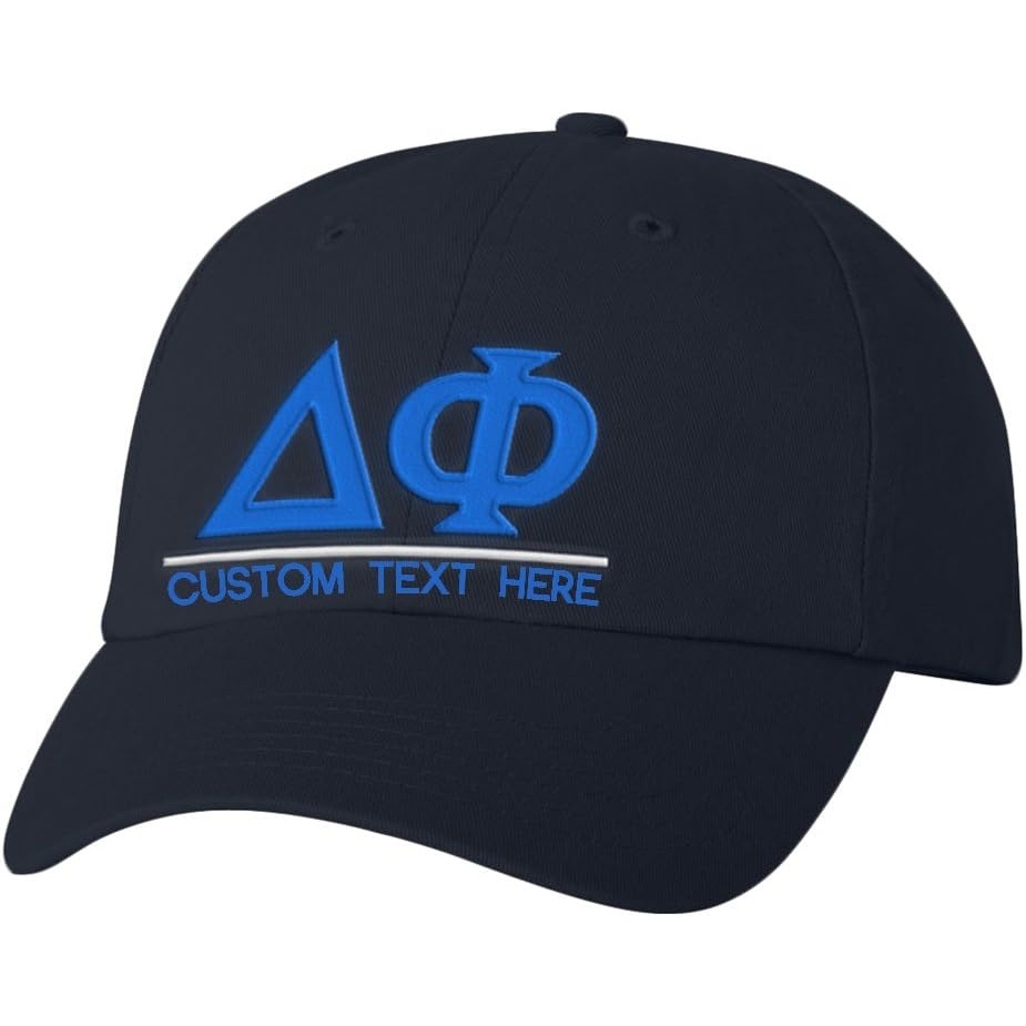 image:imagePersonalized Delta Phi Greek Line HatNavy Blue