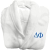 Delta Phi Fraternity Lettered Bathrobe White