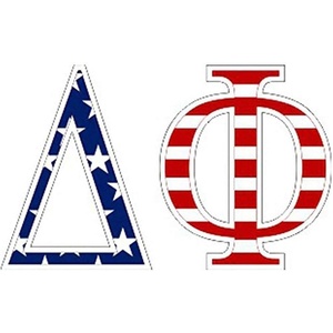 Delta Phi American Flag Greek Letter Sticker – 2.5″ Tall
