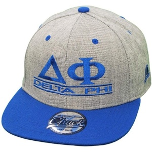 Delta Phi Flatbill Snapback Hats Original(Heather/Royal)