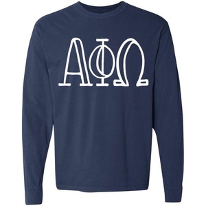 Alpha Phi Omega Greek Long Sleeve T-Shirt(Navy Blue)