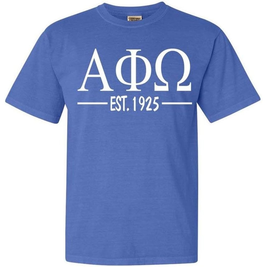 image:imageAlpha Phi Omega Custom Greek Lettered Short Sleeve TShirtFlo Blue