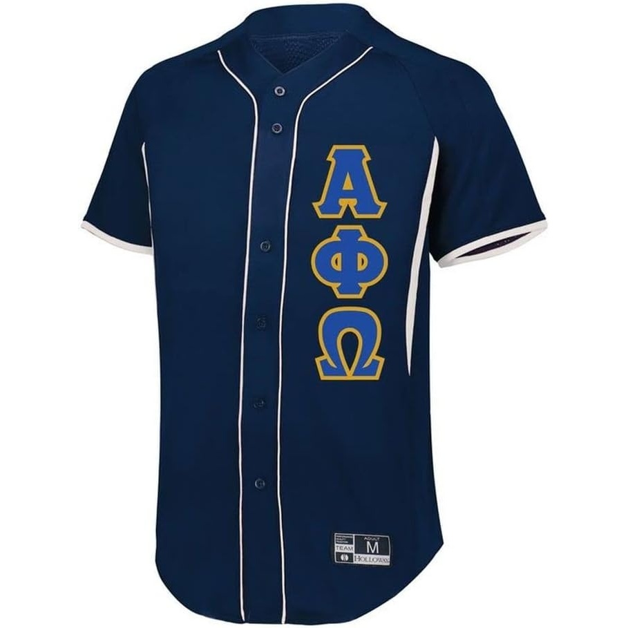 image:imageAlpha Phi Omega Lettered Baseball JerseyNavyWhite