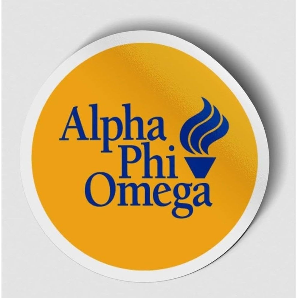 image:imageAlpha Phi Omega Logo Round Decal BlueYellow