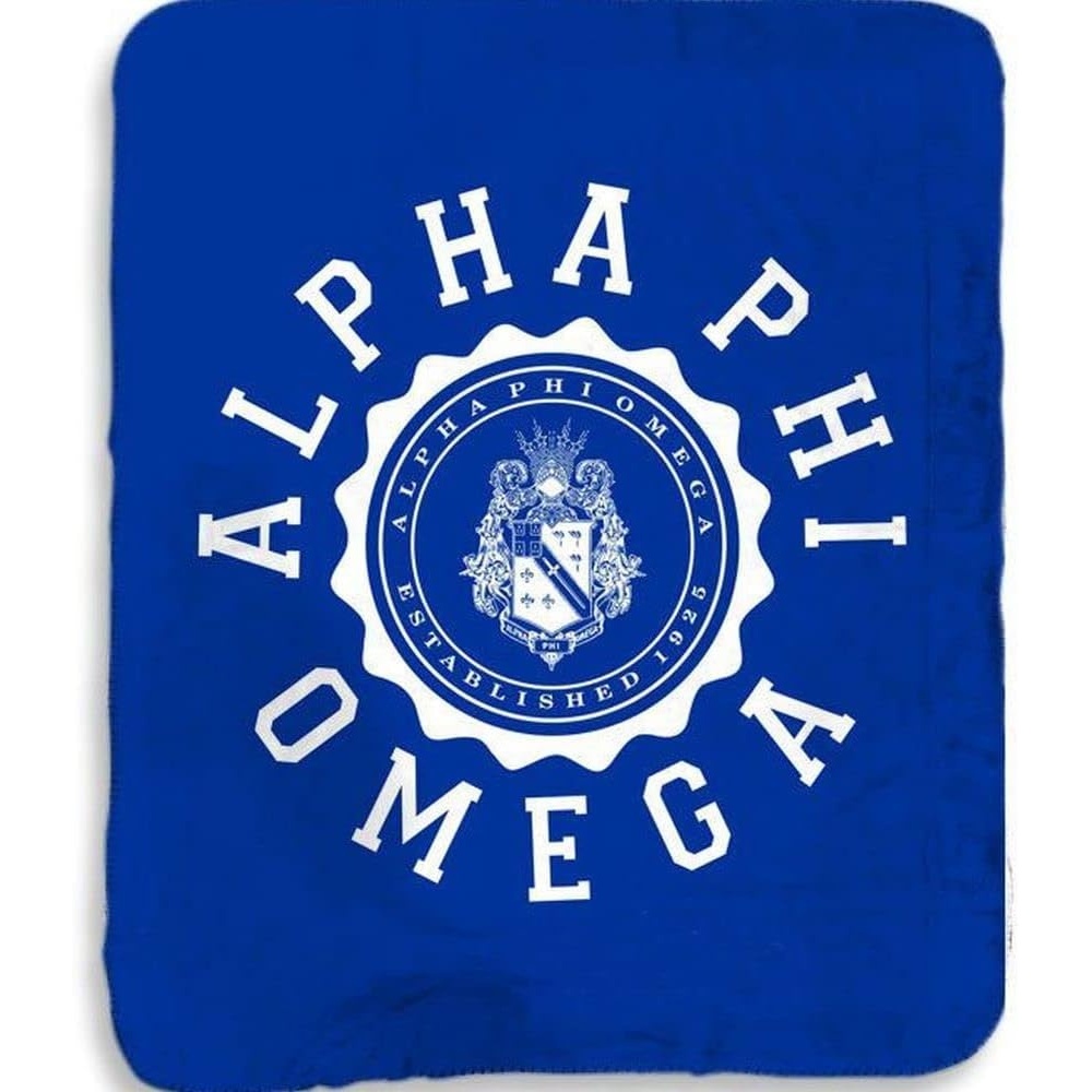 image:imageAlpha Phi Omega Seal Sherpa Lap Blanket Navy Blue