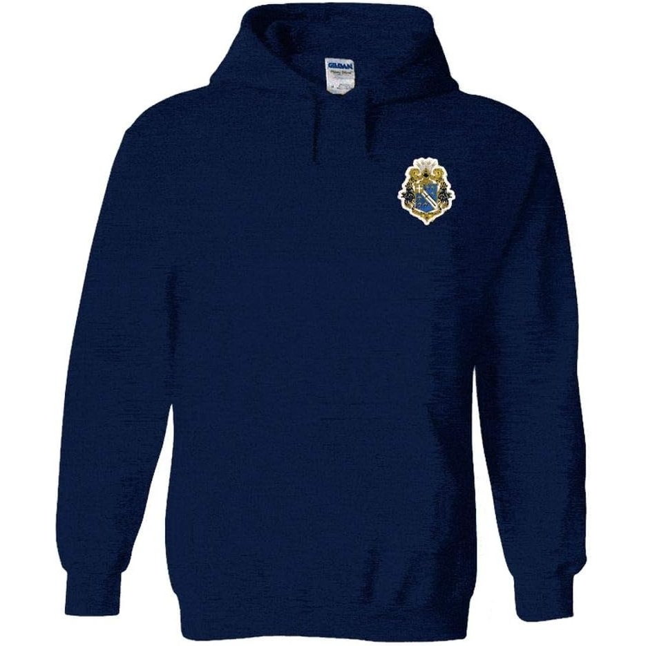 image:imageGreekgear Alpha Phi Omega Crest Shield Emblem Hooded SweatshirtNavy Blue