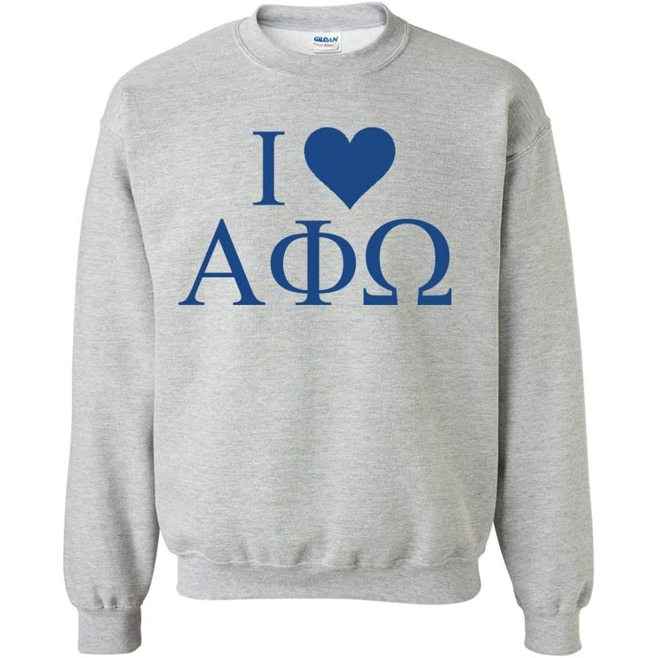 image:imageGreekgear Alpha Phi Omega I Love Crewneck SweatshirtLight Grey