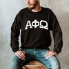 Alpha Phi Omega Arched Greek Letter Crewneck Sweatshirt Black(Black)