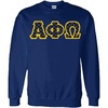 Alpha Phi Omega Fraternity Crest Twill Letter Crewneck Sweatshirt(Navy Blue)