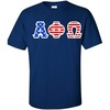 Alpha Phi Omega Greek Letter American Flag Tee(Royal Blue)