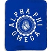Alpha Phi Omega Seal Sherpa Lap Blanket Navy Blue