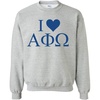 Greekgear Alpha Phi Omega I Love Crewneck Sweatshirt(Light Grey)