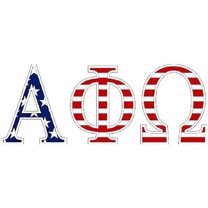Alpha Phi Omega American Flag Greek Letter Sticker – 2.5″ Tall