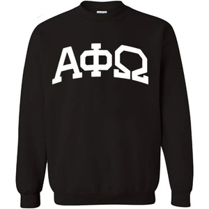 Alpha Phi Omega Arched Greek Letter Crewneck Sweatshirt Black(Black)