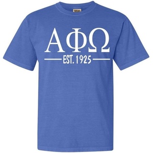Alpha Phi Omega Custom Greek Lettered Short Sleeve T-Shirt(Flo Blue)
