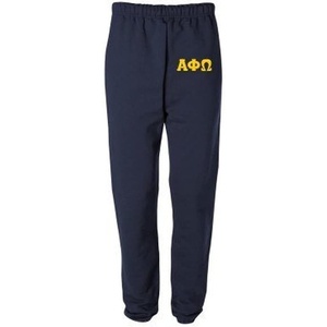 Alpha Phi Omega Greek Lettered Thigh Sweatpants(Navy Blue)