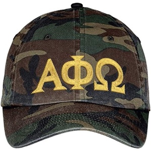 Alpha Phi Omega Lettered Camouflage Hat Military Camo