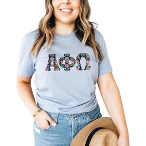Alpha Phi Omega Lettered Greek Short Sleeve T-Shirt(Ice Blue)