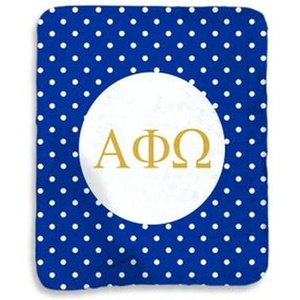 Alpha Phi Omega Polka Dots Sherpa Lap Blanket