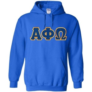Greekgear Alpha Phi Omega Lettered Hooded Sweatshirt(Royal Blue)