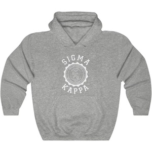 Sigma Kappa Unisex College Seal Hoodie(Sport Grey)
