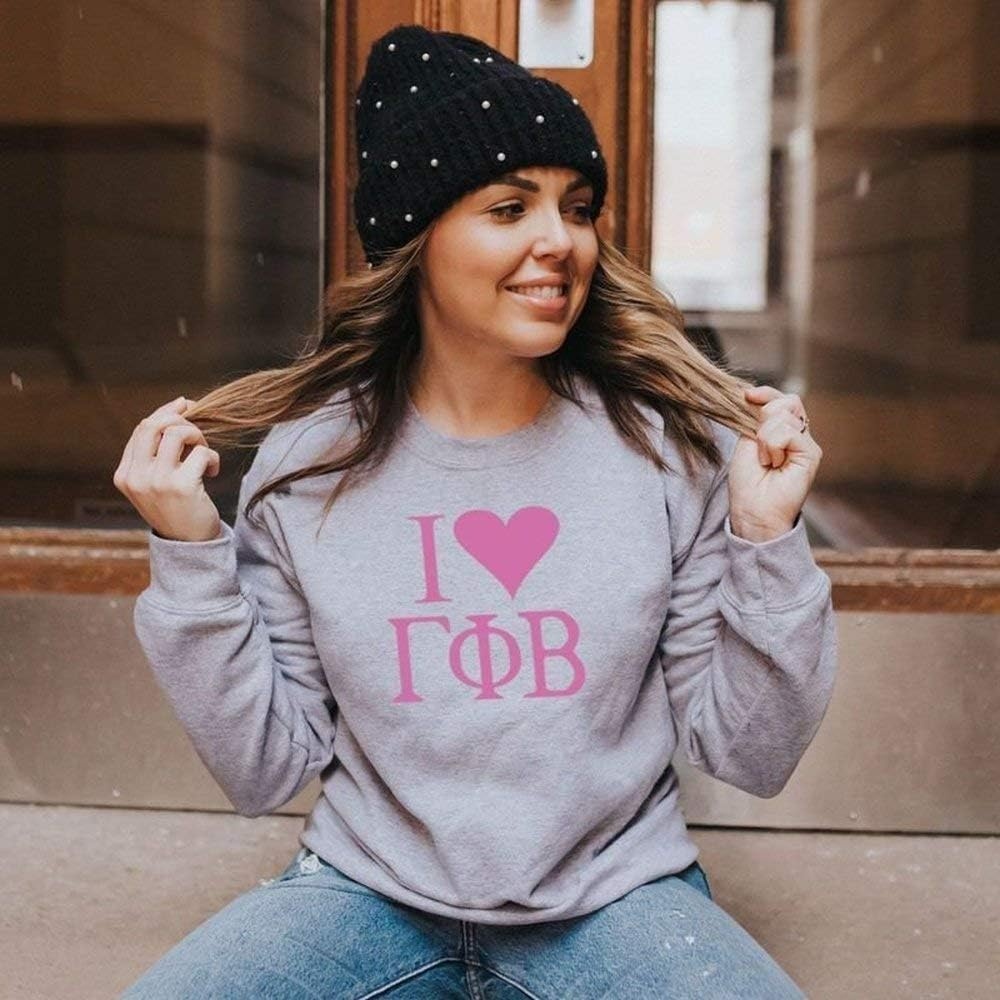 image:imageI Love Gamma Phi Beta Crewneck SweatshirtLight Grey
