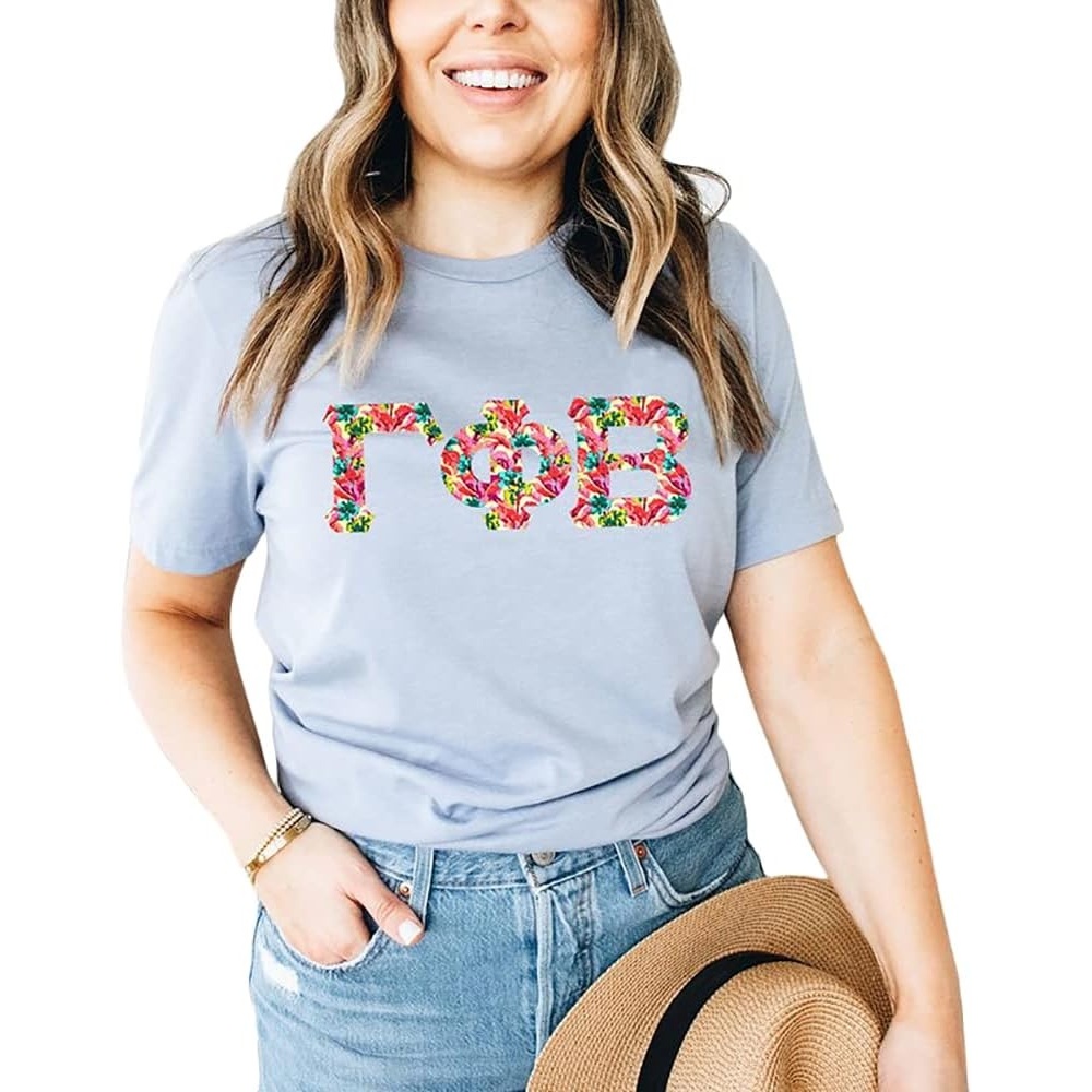 image:imageGamma Phi Beta Lettered Greek Short Sleeve TShirtIce Blue