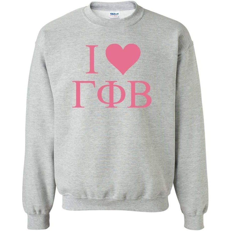 image:imageI Love Gamma Phi Beta Crewneck SweatshirtLight Grey