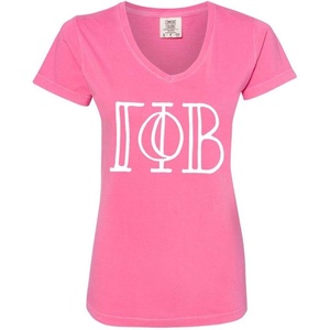 Greekgear Gamma Phi Beta V-Neck T-Shirt(Crunchberry)