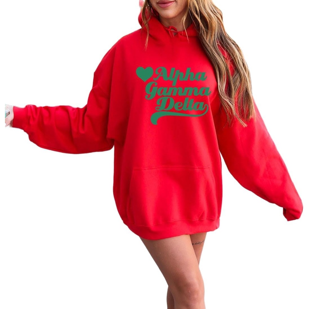 image:imageAlpha Gamma Delta Script Heart Greek HoodieRed